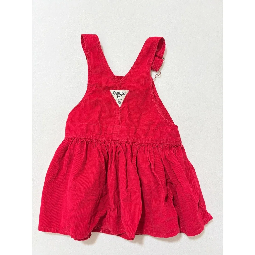 OshKosh Bgosh Toddler Girls 2T Red Corduroy Overall Jumper Dress